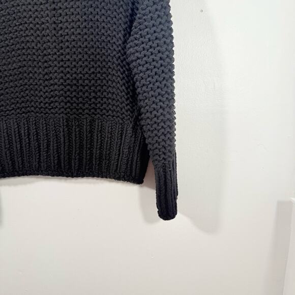 Free People My Only Sunshine Black Chunky Knit Mock Neck Sweater XS - Picture 3 of 10